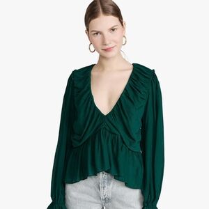 Free People Womens Daia Boho V-Neck Peplum Top in Garden Gem - Size XS